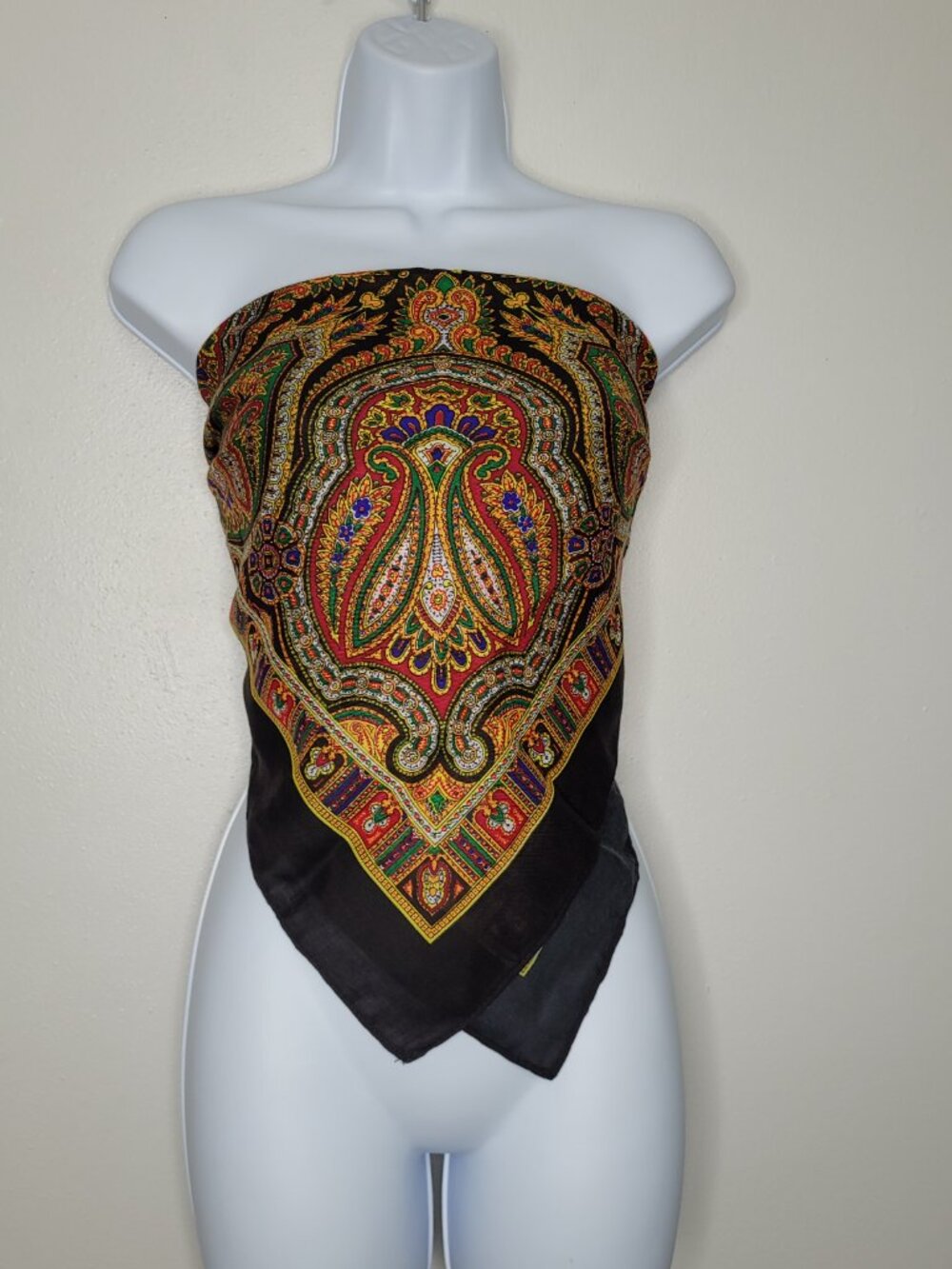 Dark boho vacation festival folksy retro layering mulit color cover up scarf
